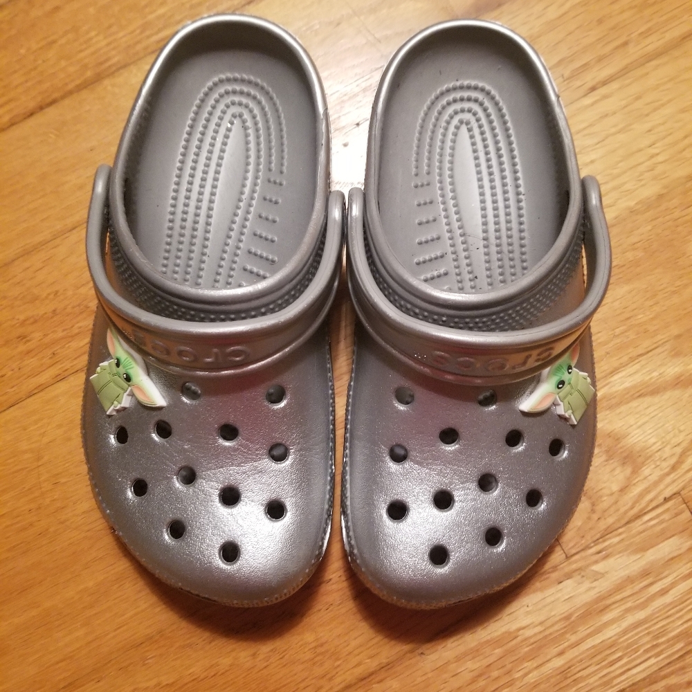 Star wars Disney Parks baby Yoda Crocs silver purchased at Disney World